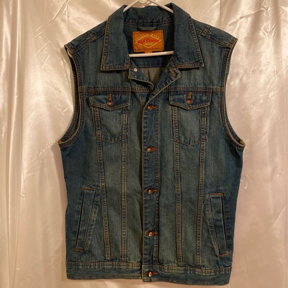 Red Camel Mens Denim Vest 100% Cotton Jacket M